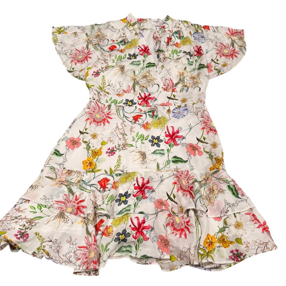 Parker Natalie Floral-Print 100% Silk Mini Dress Size 6